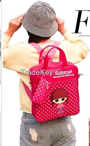 2016new design of 3functions backpack ,shoulder bag girl bag