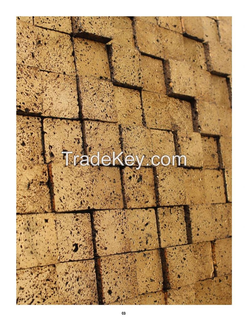 Tiles made of volcanic stone