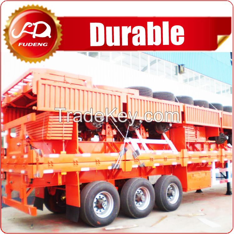 Chat Now! Cheap price 3 axle 60 ton flatbed with side wall cargo semi trailer