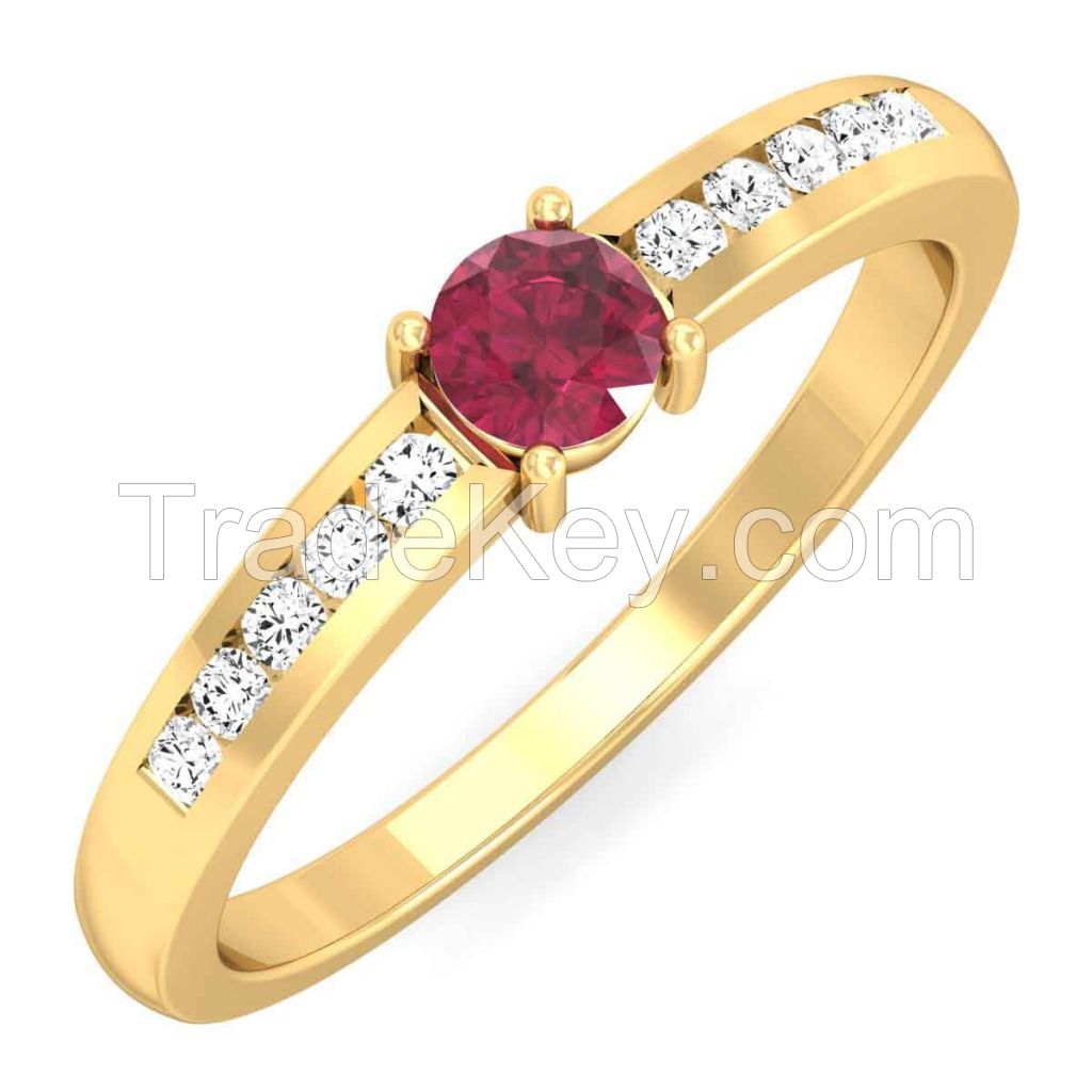 Yellow Gold Channel Set Radiance Ruby Ring