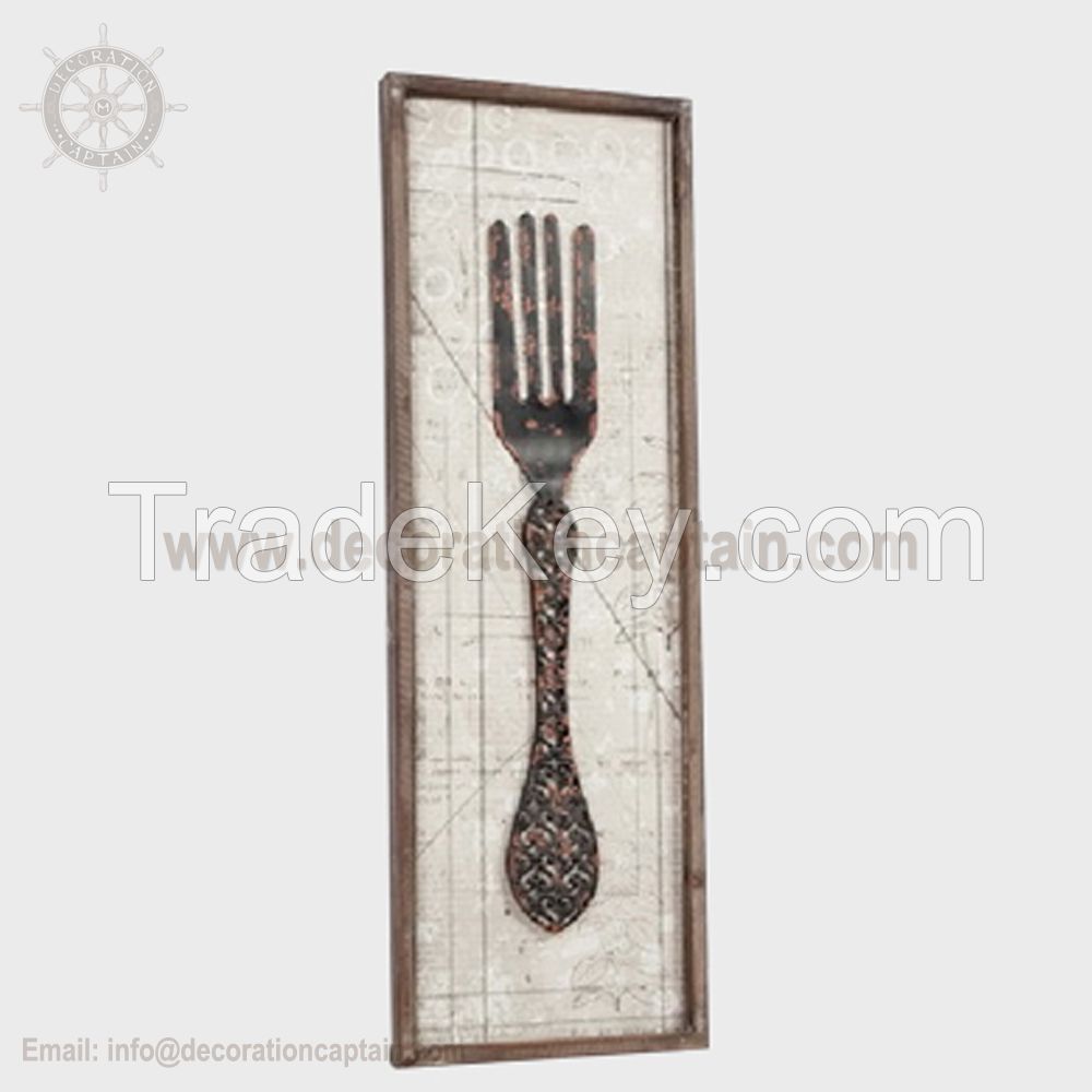 3D Canvas Decorative Wall Hangings Rustic Metal Wall Dcor Metal Wall Art Wrought Iron wall dcor Spoon Fork