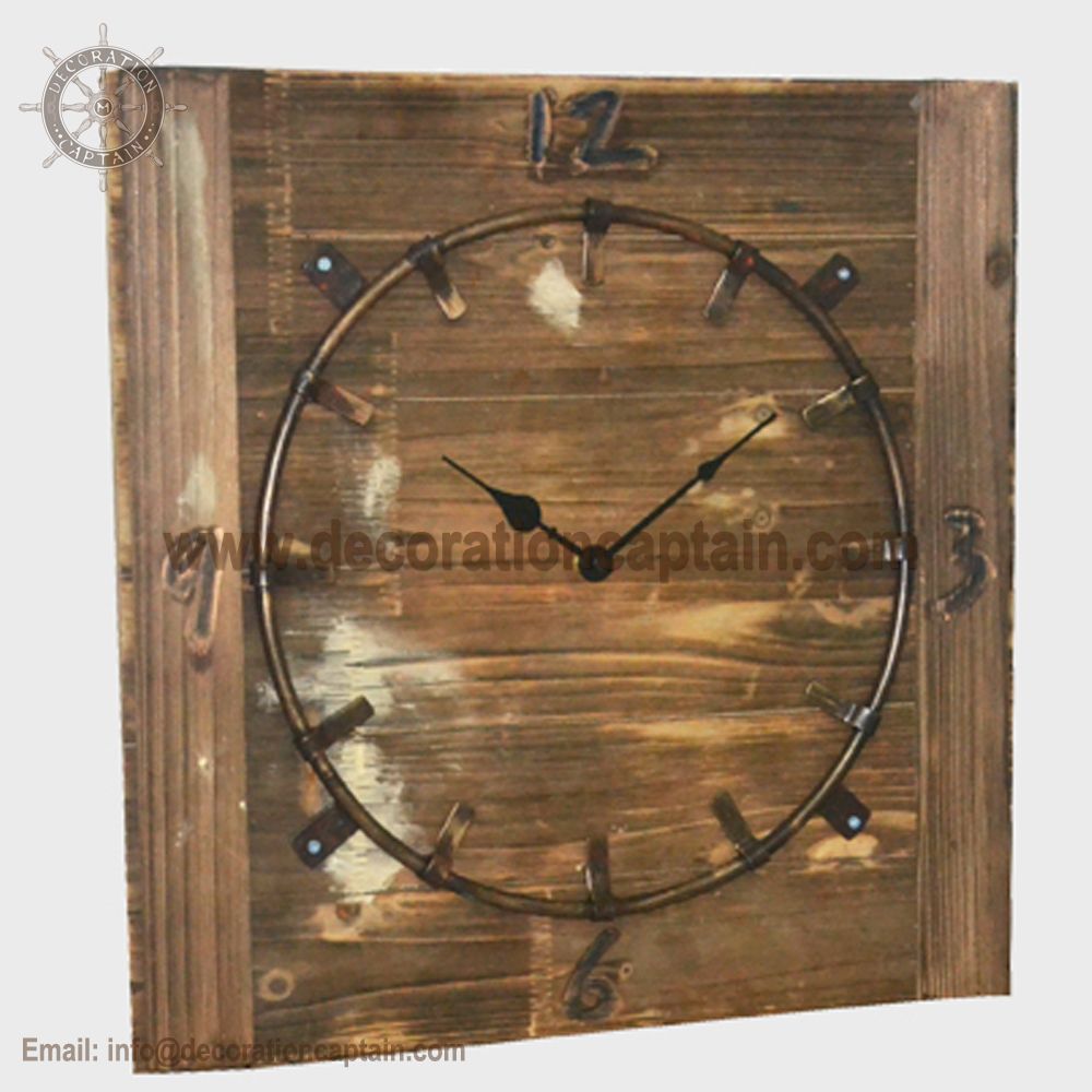 Wooden Wall Clocks Rustic Wood and Metal Clock Antique Wooden Clock Wooden Clock Decoration