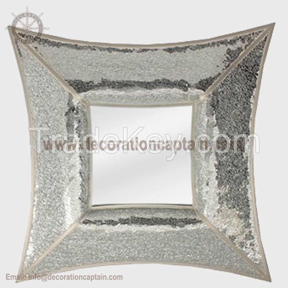 Decorative cracked mosaic wall mirror crackle mosaic frame mirror Silver broken glass wall mirror cullet  mirror
