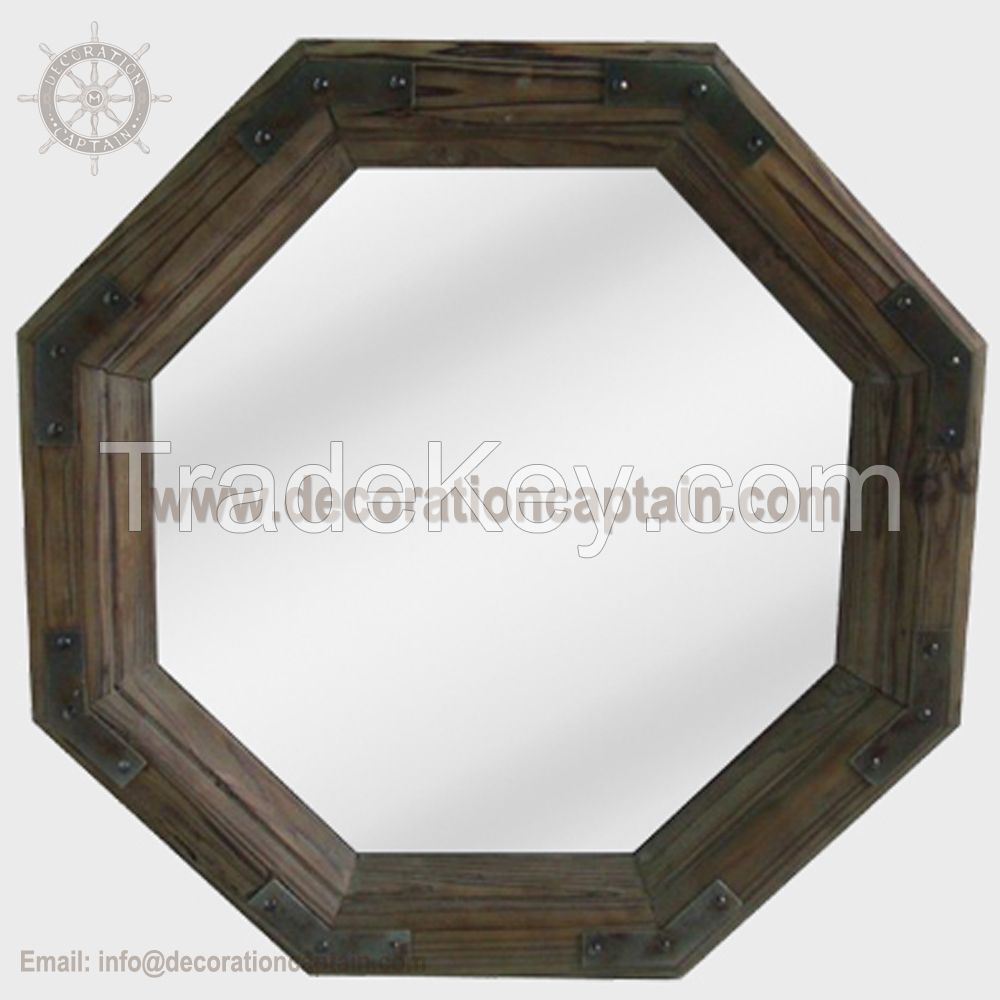Octagonal Wall Mirror Wood hexagonal Mirror Square Mirrors Wooden Frame Mirrors