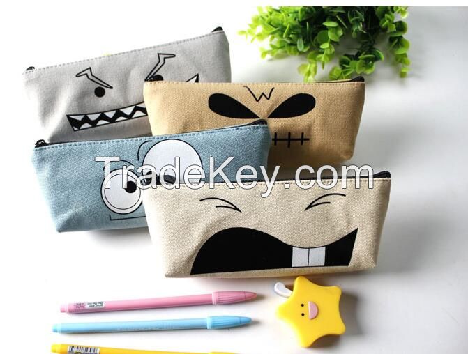 cute smiling face design pencil case, back to school kids bag pencil ca