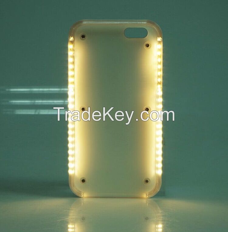 Newest design light up phone case with USB charger for iphone 6 led selfie