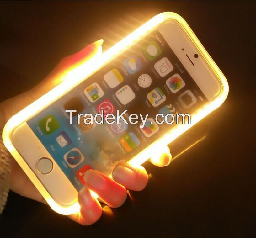Newest design light up phone case with USB charger for iphone 6 led selfie