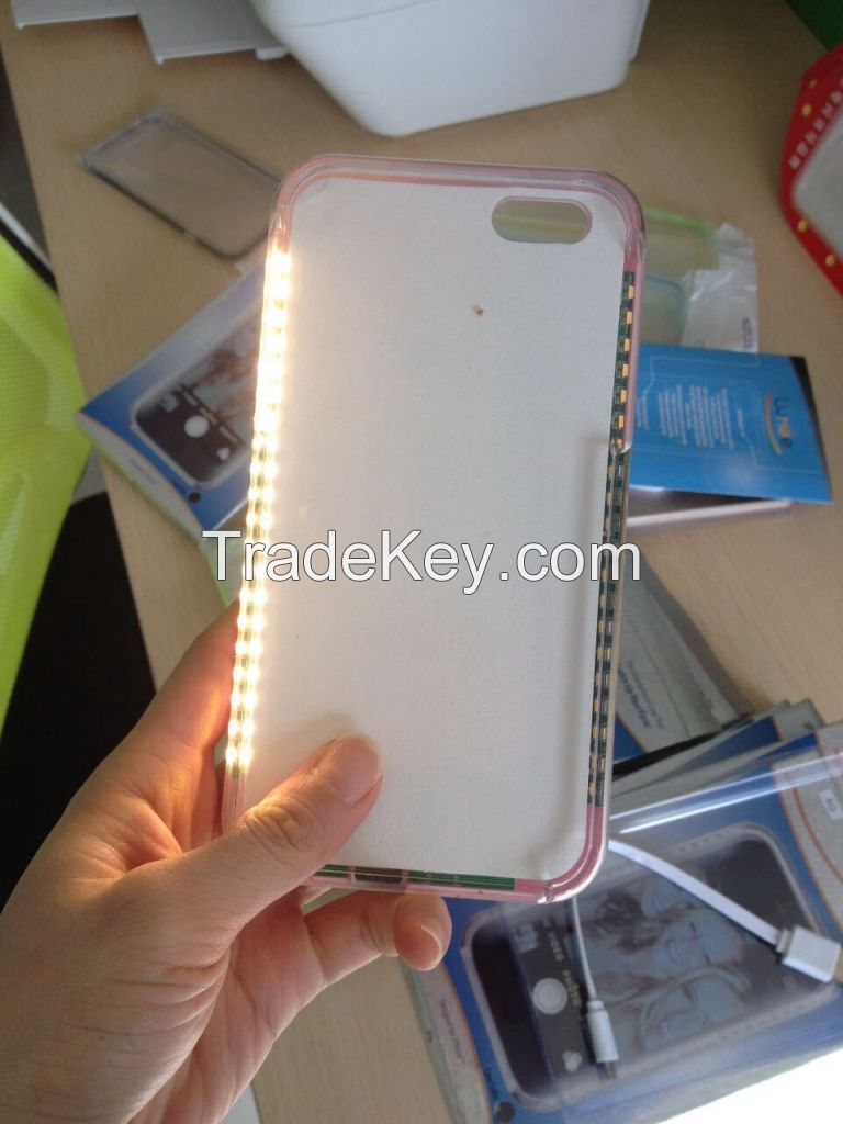 Power bank function!!! LED charger self-luminous phone case selfie luminated case for iphone 6 6s 6 Plus 6splus cover