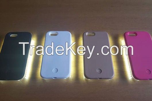 LED light selfie phone case for iphone 6 plus/ 6S plus white,pink,black,golden,rose gold,gray 6 colors