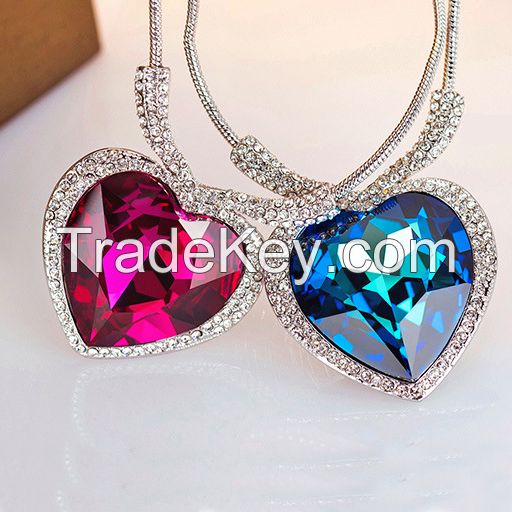 Brilliant Heart Of The Ocean Necklace &amp; Pendant : Made With Swarovski Crystal Elements IV-00102
