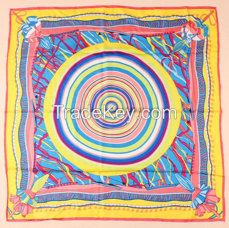 2016 fashion silk scarf printing 90*90cm
