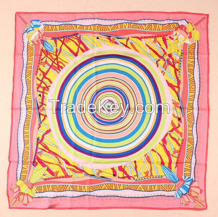 2016 fashion silk scarf printing 90*90cm