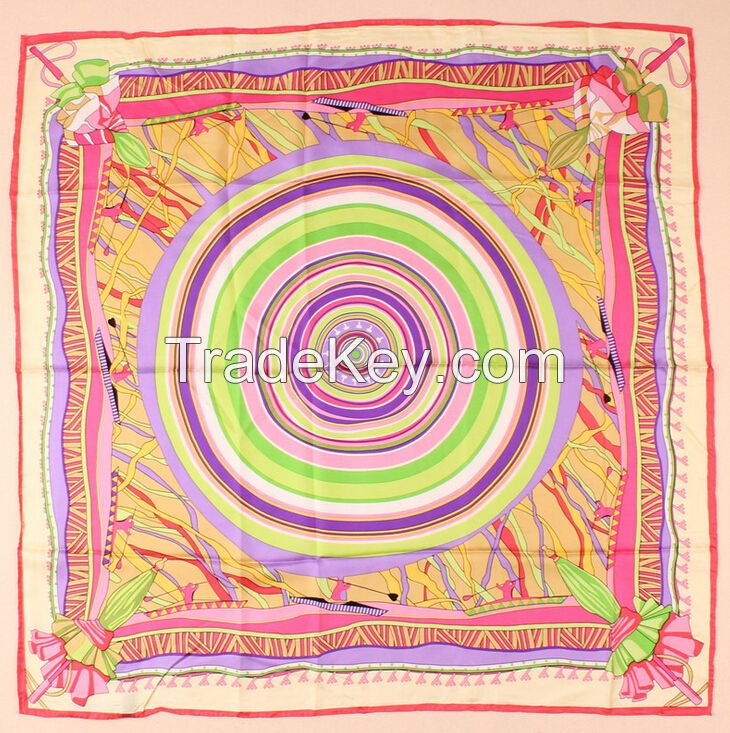 2016 fashion silk scarf printing 90*90cm