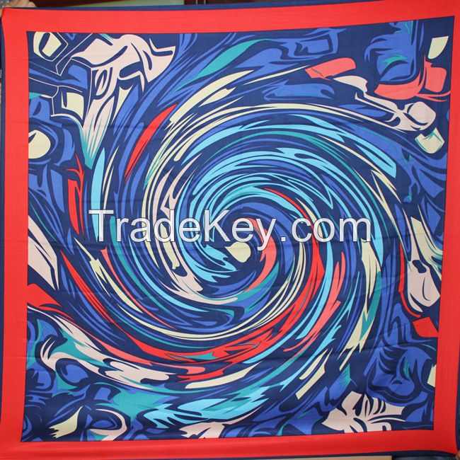 Printing women twill silk shawl 100*100cm 12momme  Strip manufacturer supplied