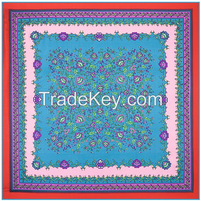 Printing twill silk scarf shawl 100*100cm 12momme five color option manufacturer supplied