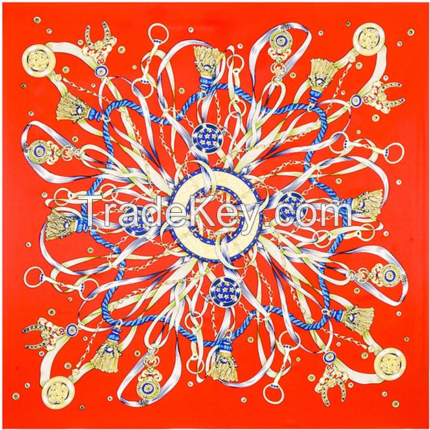 Printing women twill silk shawl 100*100cm 12momme five color option manufacturer supplied