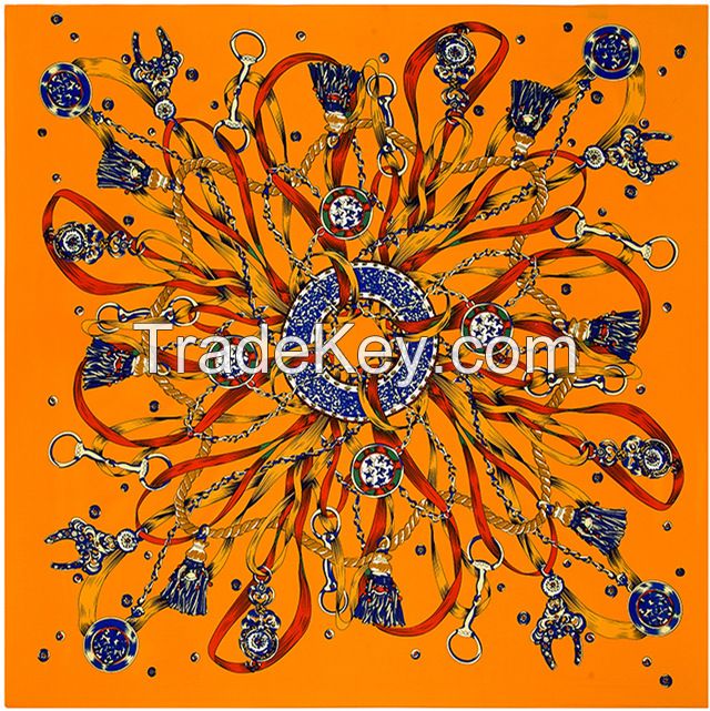 Printing women twill silk shawl 100*100cm 12momme five color option manufacturer supplied
