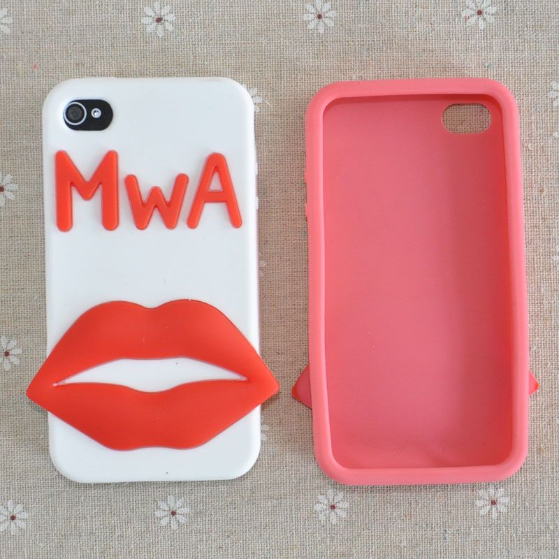 Red Lip Cell Phone Silicone Case For iPhone 4 4s