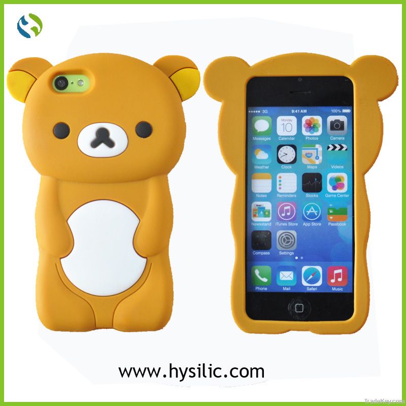 animal shaped 3d rilakkuma case  silicone mobile phone case for iphone