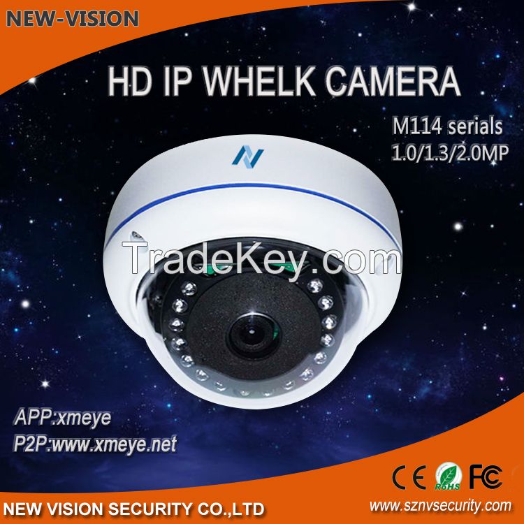 H.264 960P realtime Vandalproof fixed lens IR Dome P2P OEM Network ONVIF IP camera