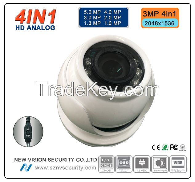 Hot selling HD TVI/CVI/AHD/ 960H  4in1 Low illumination  metal mini Dome Camera China Manufacturer High Definition 3.0MP