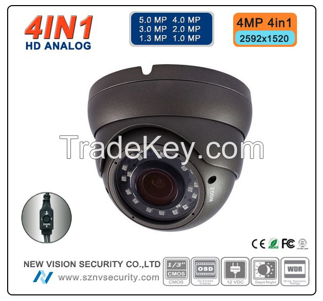 Low illumination 4MP Varifocal Lens  4in1 HD TVI/CVI/AHD/ 960H Vandalproof Camera China Manufacturer High Definition