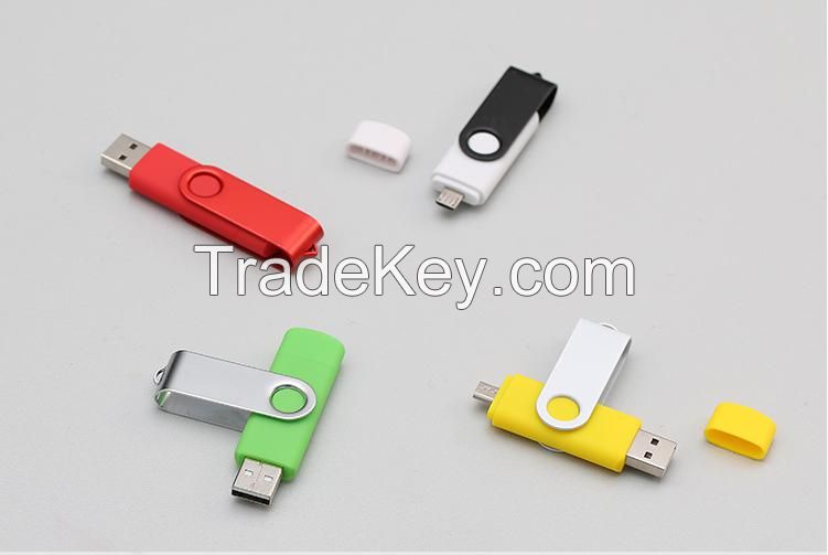 Plastic Swivel OTG USB Flash Drive For Phone Printing Logo