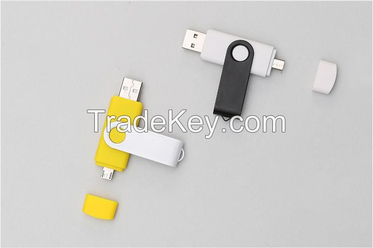 Plastic Swivel OTG USB Flash Drive For Phone Printing Logo