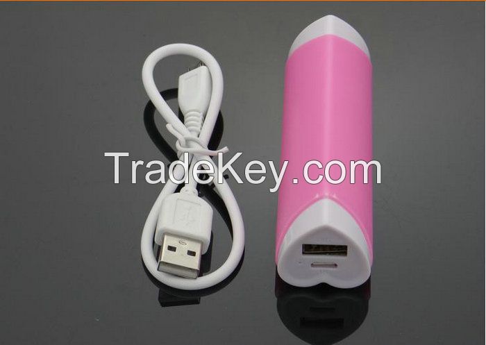  heart shape 2200mah creative plastic material mini portable power bank charger