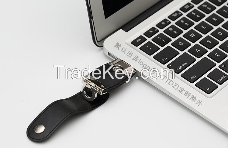 Leather USB Flash Drive 4GB 8GB 16GB 32GB keychain Pendrive 32GB flash Memory stick Pen