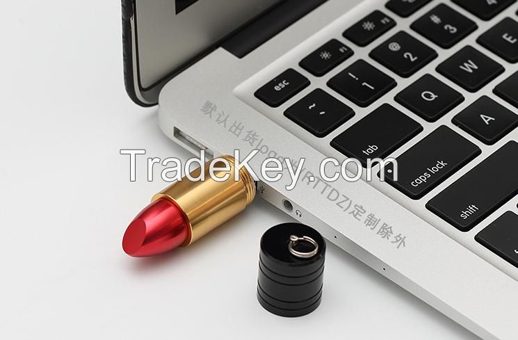 Female Unique Colored USB 2.0 Lipstick Flash Drive with logo printing 2G/4g/8g/16g/64G