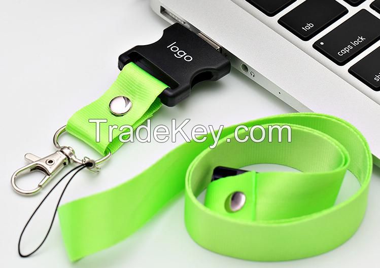 Hot Promotional Printed Lanyard Neck Strap USB Flash Drive