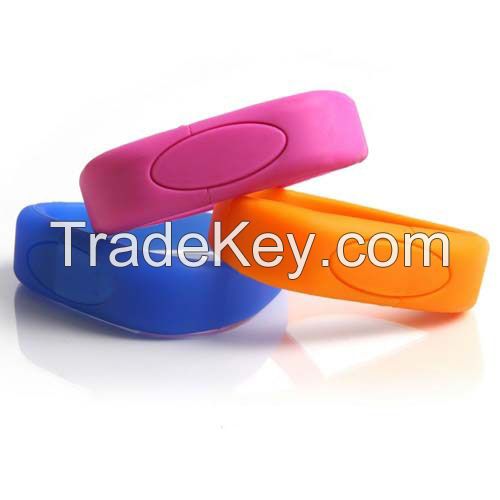 Eco-friendly silicon bracelet usb flash drive with Customize logo