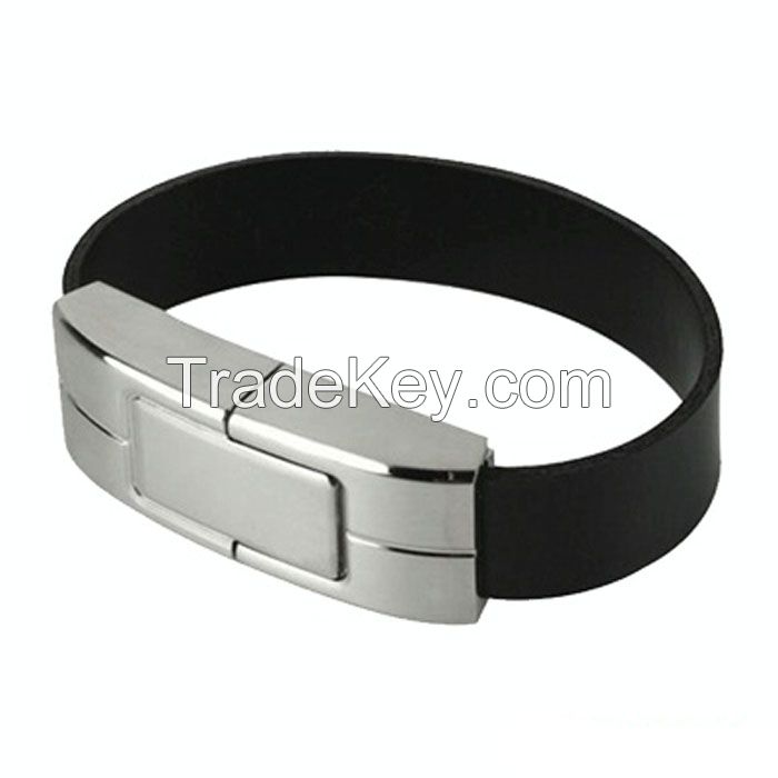  promotion gift wristband 8gb 16gb black leather usb flash drive