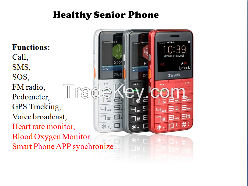 blood oxygen heart rate monitor healthy mobile phone for senior people