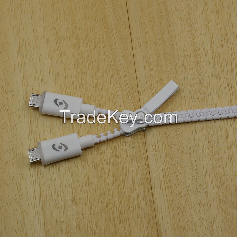 Newest products low price multi connectors zipperl micro USB cable
