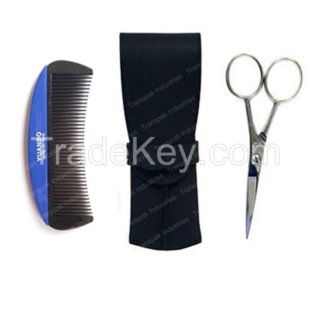 Beard Grooming Kit Set  Beard Scissors Comb Case