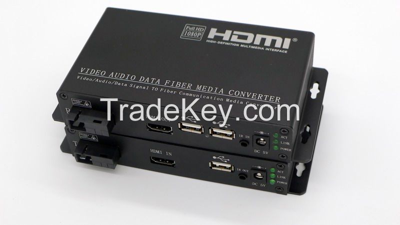 1080P HDMI and keyboard or mouse fiber converter with IR signal remote