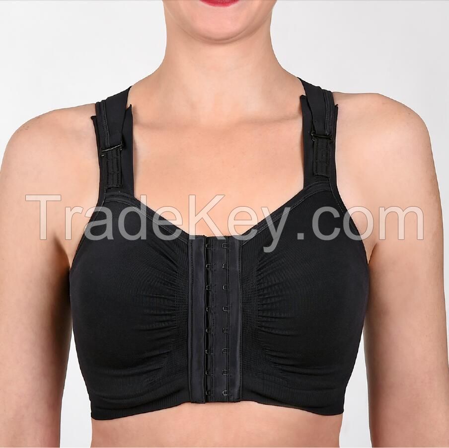 Front closure seamless post operative bra after surgery