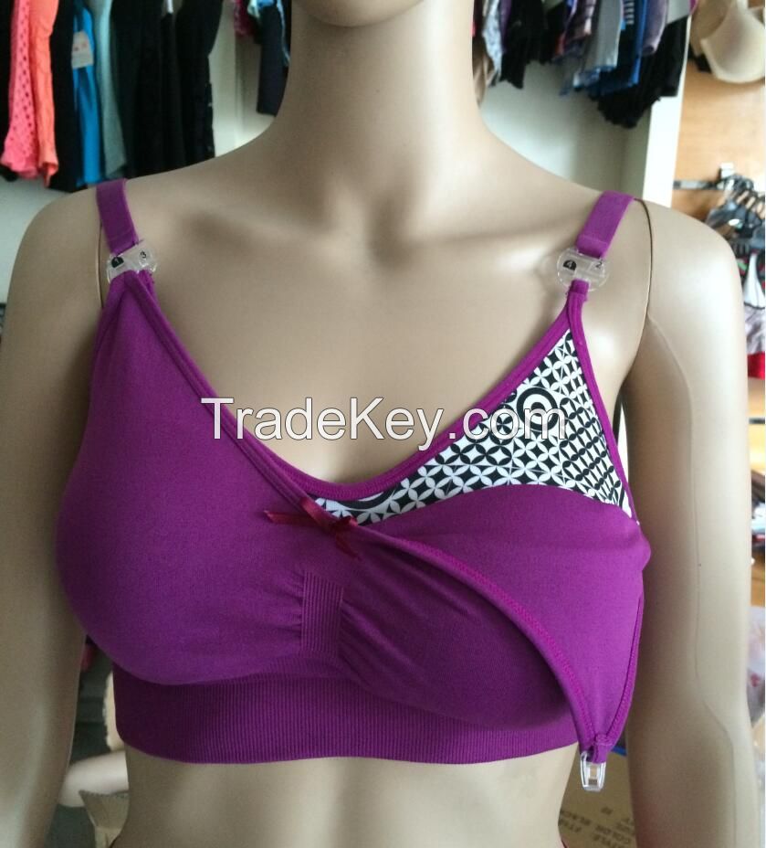 Women's soft stretch seamless one hand clip drown nursing bras