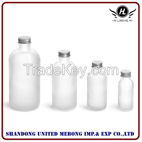 Wholesale clear/amber/blue boston round glass bottle with various kinds of cap