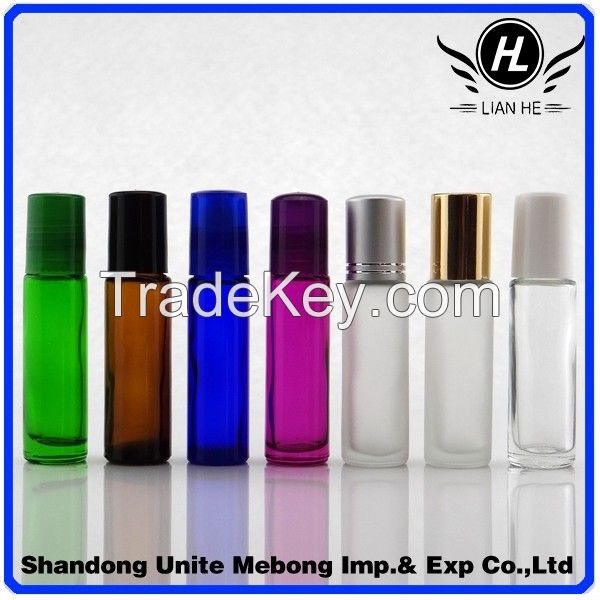 Wholesale different color 10ml glass roll on bottle with roller and cap