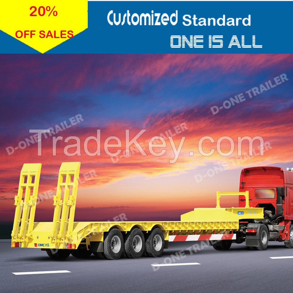 Hot selling 30-100tons 3 axles low bed semi trailer