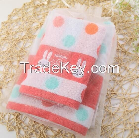cute pattern cotton towel set for kids children gift