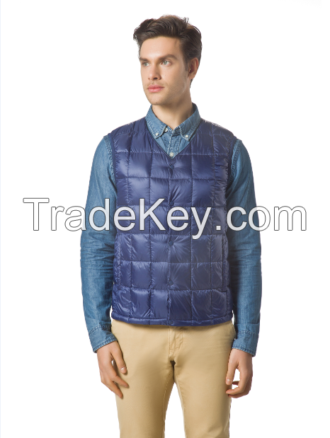 Men's packable Down No Collar Vest