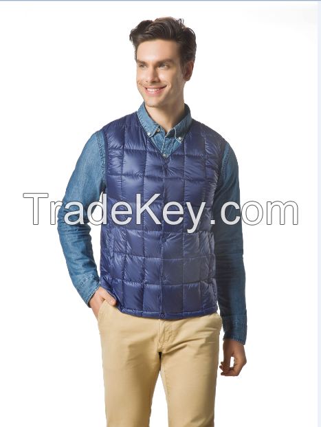 Men's packable Down No Collar Vest