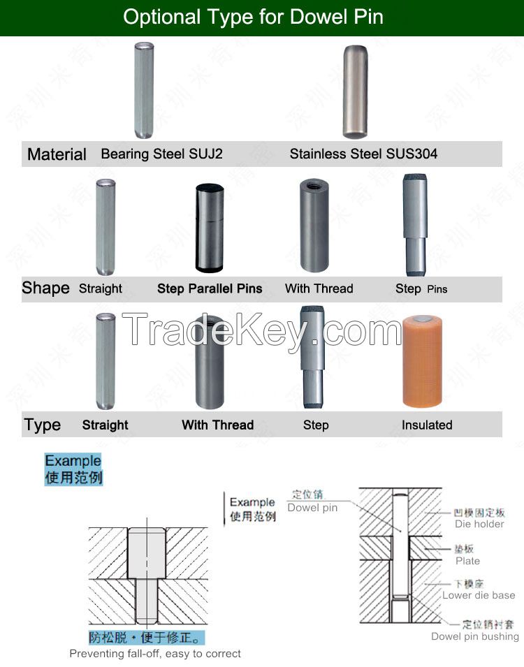 Dowel Pins for Plastic Mold and Press Die Fasteners