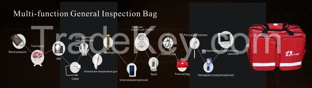 Professional Portable Multi-functional Medical Inspection Bag for Emergency Treatment with Diagnostic Kits