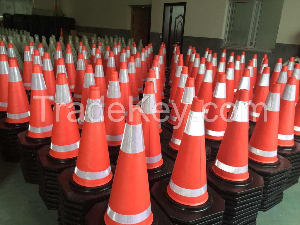 Traffic Cone Black Base Economy Road Cone 45cm 50cm 70cm 75cm 90cm 100cm PVC Traffic Cone