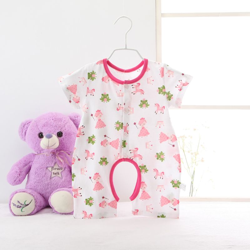 Baby summer rompers short sleeves round collar clothes one-piece